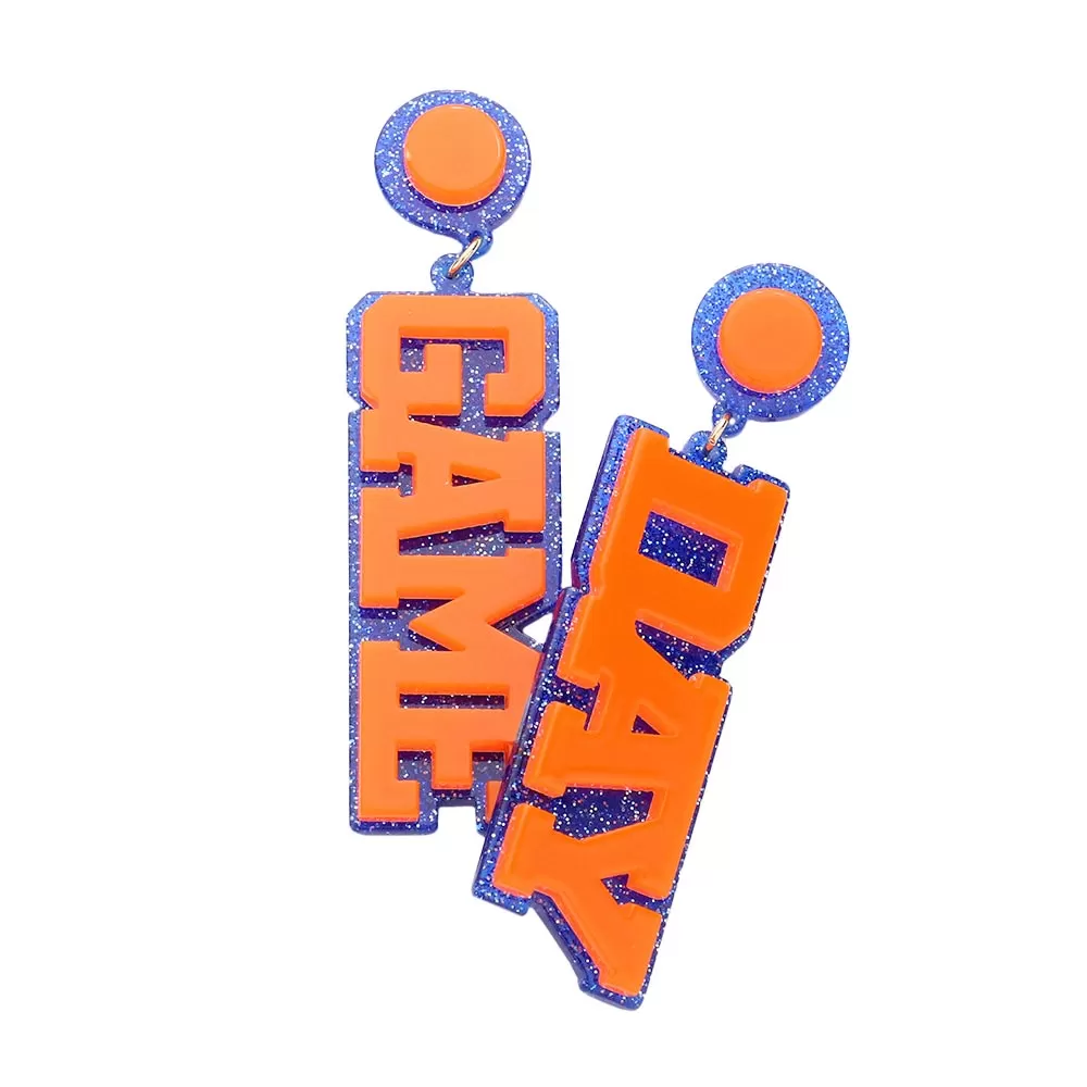 Game Day Georgia College School Color Resin Message Earrings