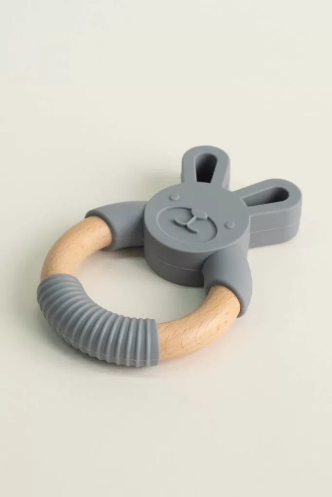 Grey Bunny Teething Ring