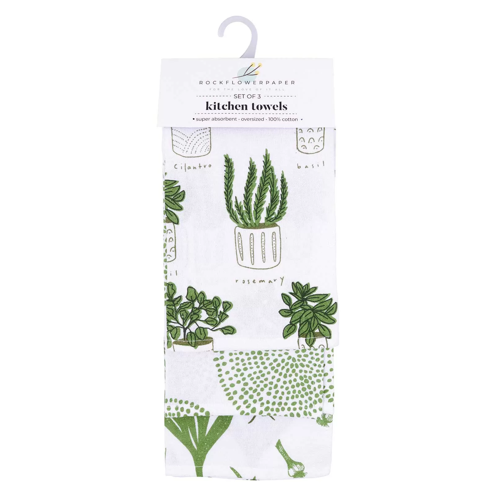 Herbs Green Kitchen Towel Set Of 3