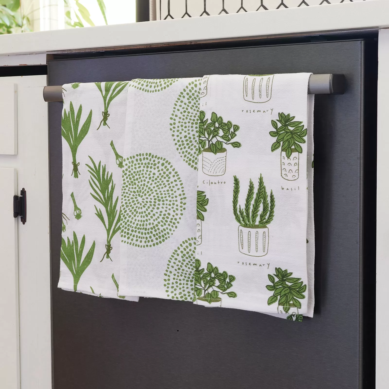 Herbs Green Kitchen Towel Set Of 3