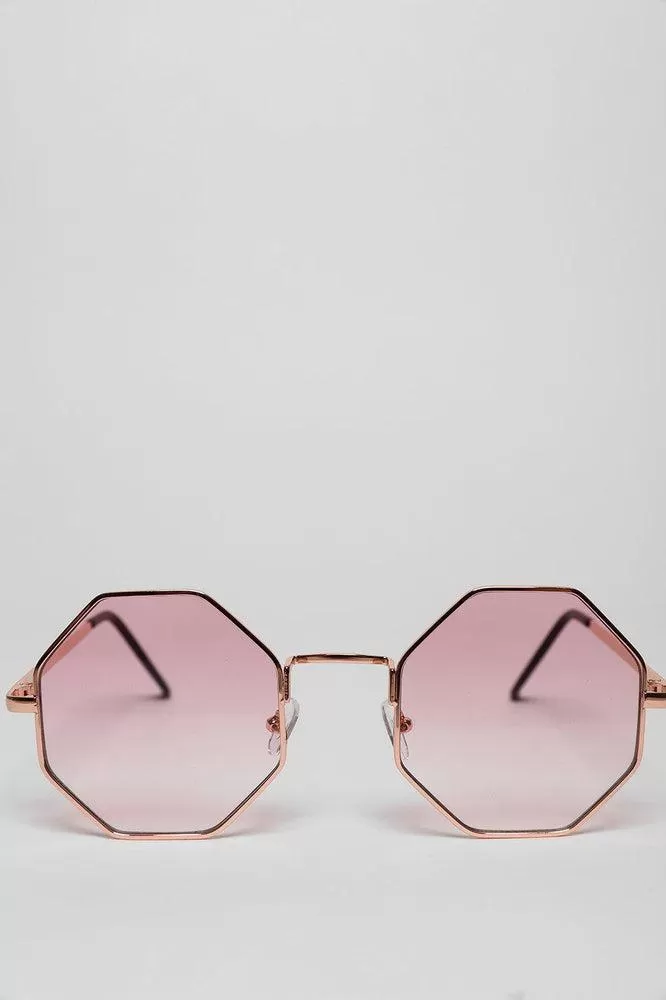 Hexagon Gold Frame Sunglasses