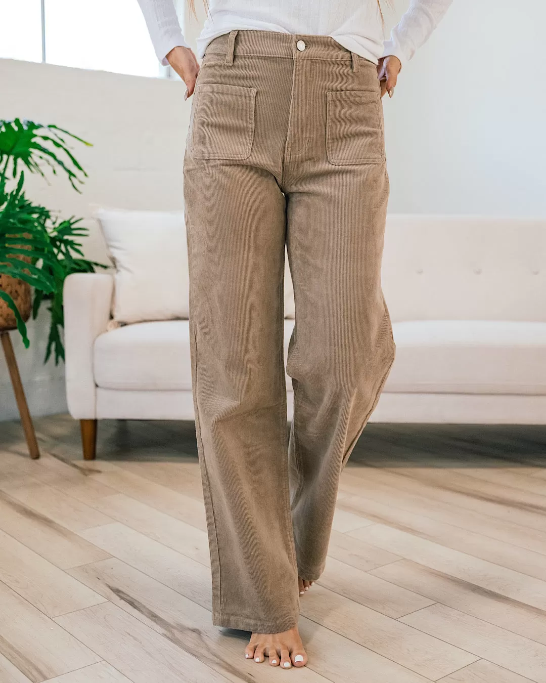 KanCan Lily Tan Wide Leg Corduroy Pants