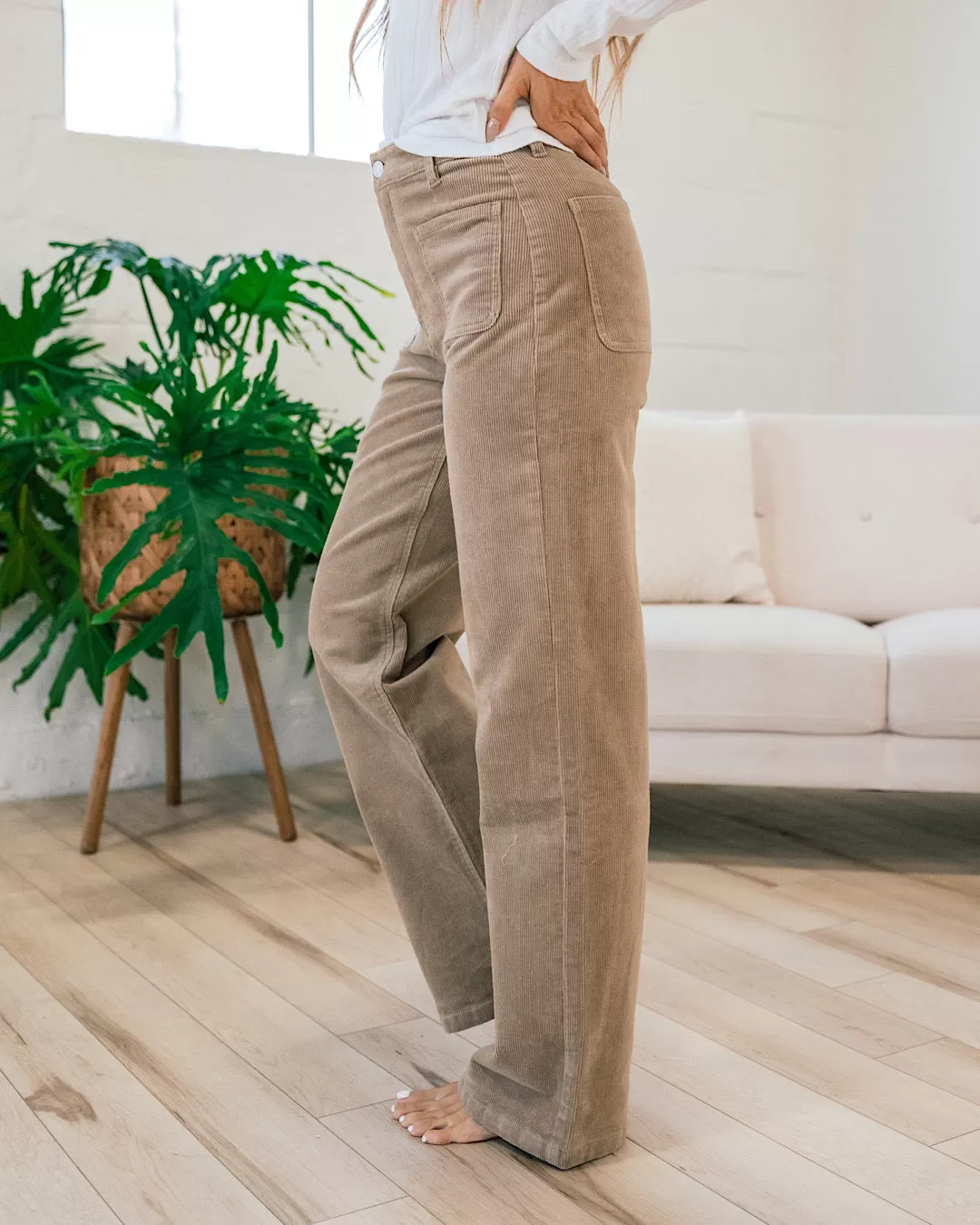 KanCan Lily Tan Wide Leg Corduroy Pants