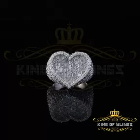 King of Bling's Men's/Womens 925 Silver White 7.00ct VVS 'D' Moissanite Stone Heart Rings SZ 10