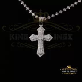 King Of Bling's New Pantone 925 White Sterling Silver 1.00ct VVS D Clr. Moissanite Cross Pendant