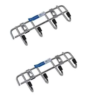 Kitchen Mart Stainless Steel Hook Rail 4-Pins, Coth hanger / Laddle hanger / Key Hanger / Towel Hanger (Pack of 2)