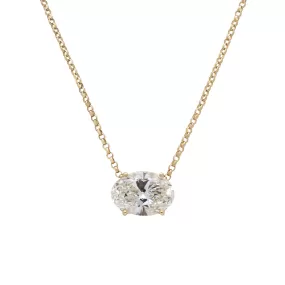 Ladies 14K Yellow Gold IGI 4.01CT H VVS2 Oval Lab Grown Diamond Basket Pendant Necklace