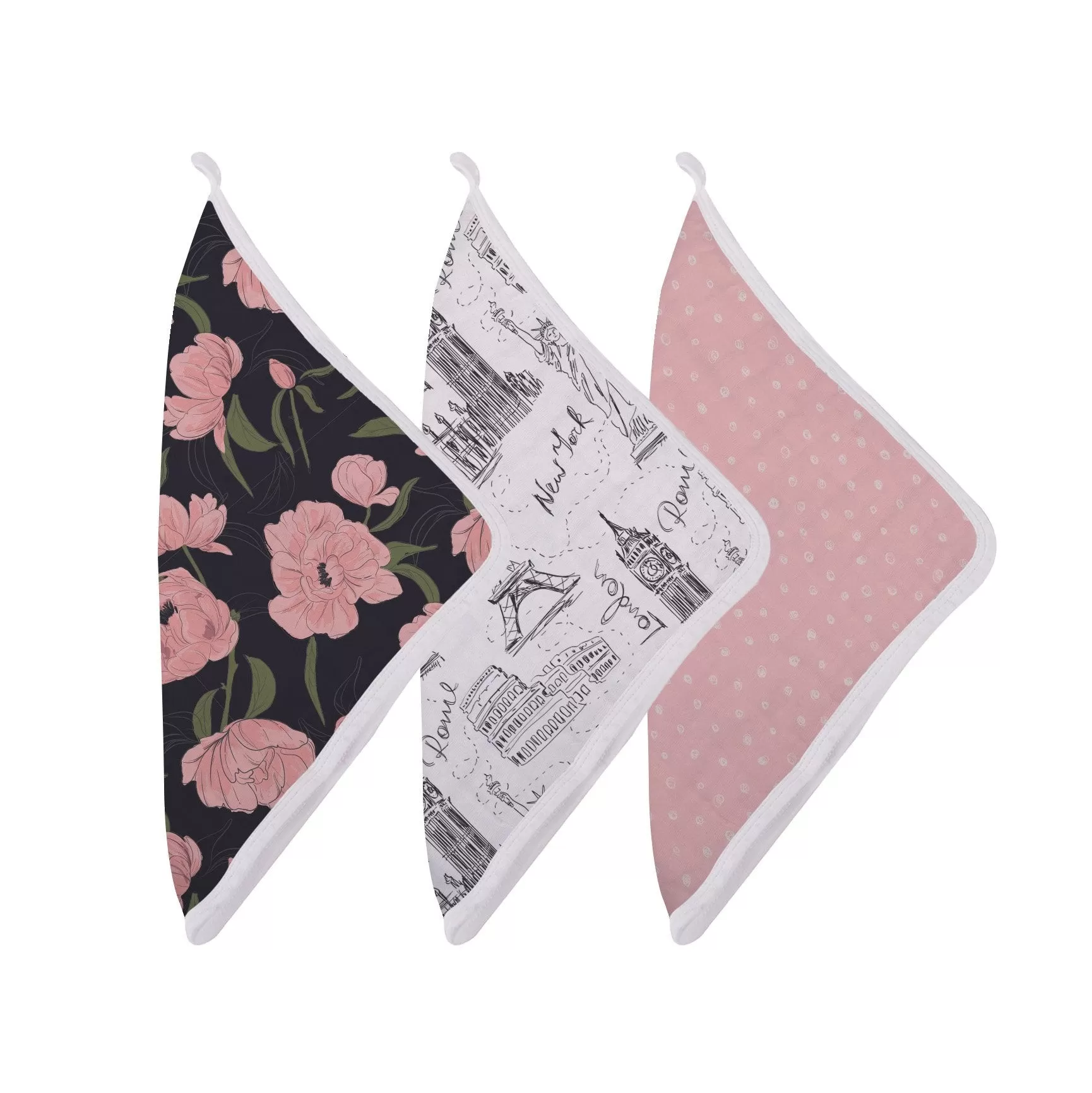 London, Paris, New York Washcloth Set