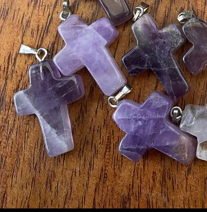 Mini Gemstone Cross Pendants