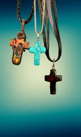 Mini Gemstone Cross Pendants