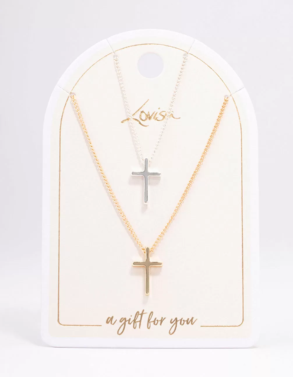 Mixed Metal Plain Cross Necklace Pack