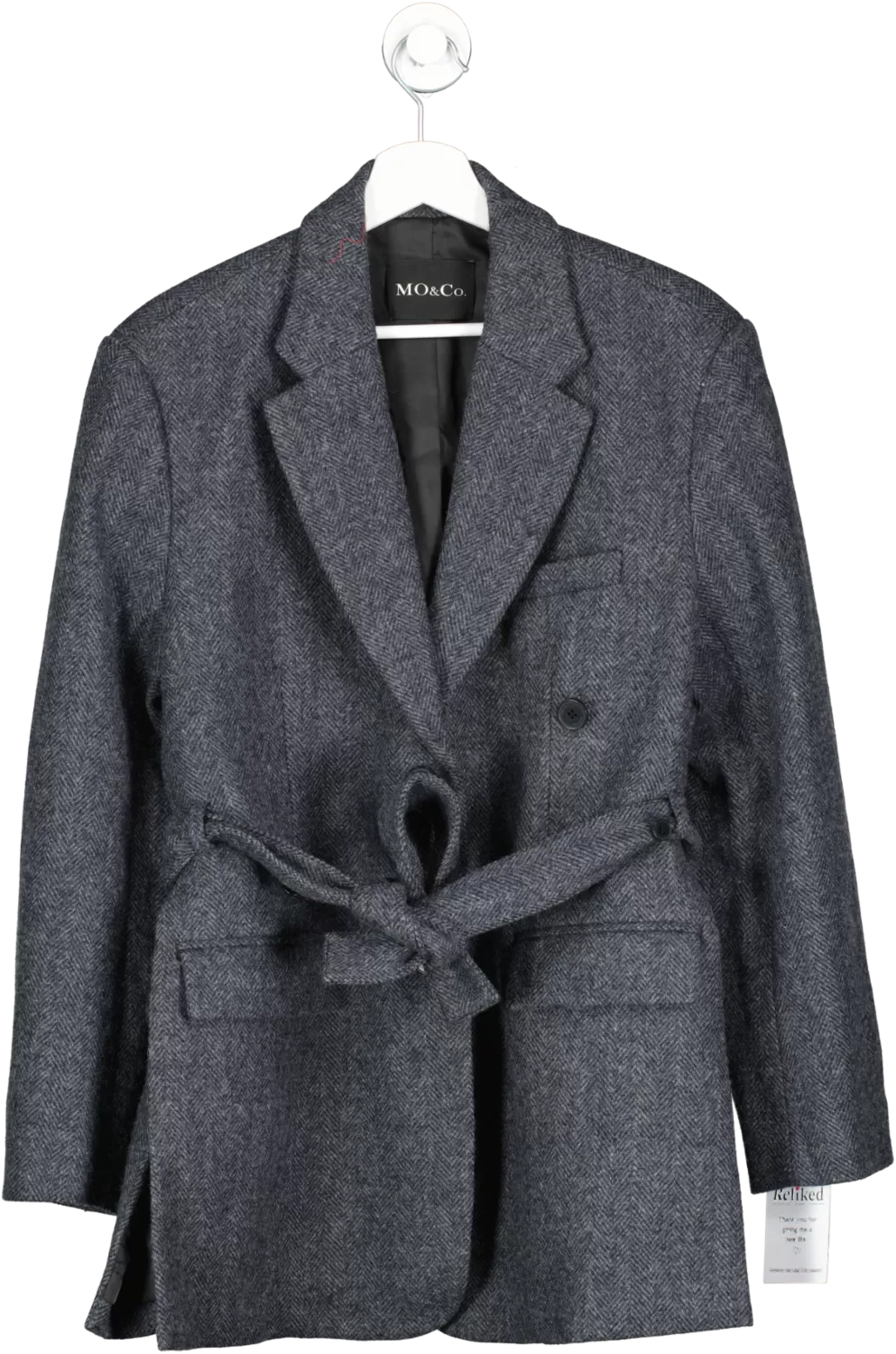 MO&Co. Grey Wool Structured Blazer Coat UK 10