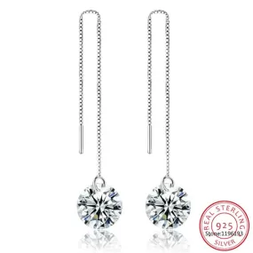 Moissanite Long Drop Earrings 925 Sterling Silver