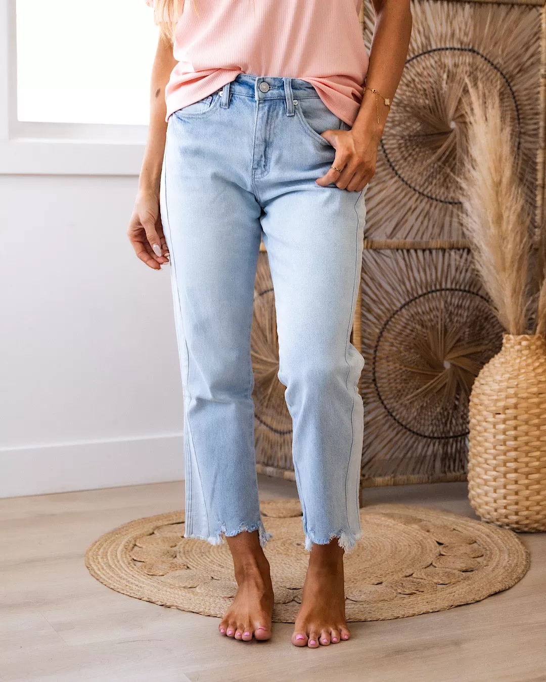 NEW! KanCan Amaze Me Pinstripe Detail Straight Jeans