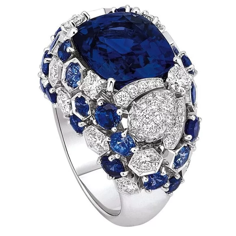 Oval Blue Sapphire 925 Sterling Silver Ring