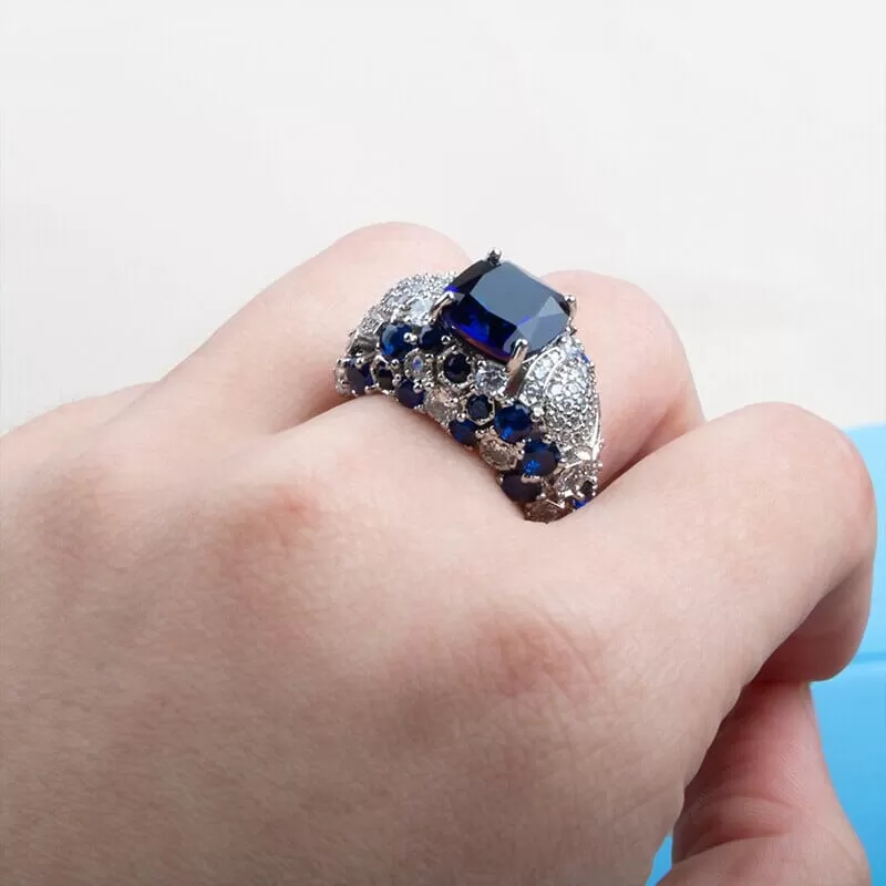 Oval Blue Sapphire 925 Sterling Silver Ring