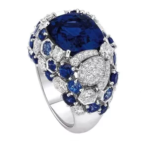 Oval Blue Sapphire 925 Sterling Silver Ring