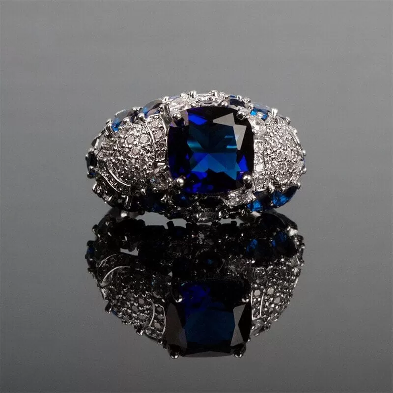 Oval Blue Sapphire 925 Sterling Silver Ring