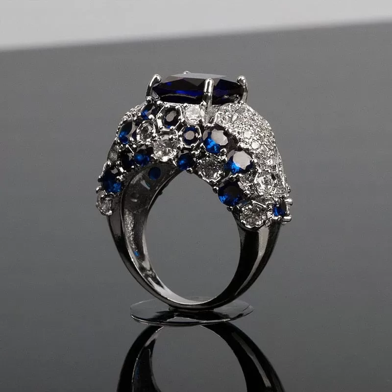 Oval Blue Sapphire 925 Sterling Silver Ring