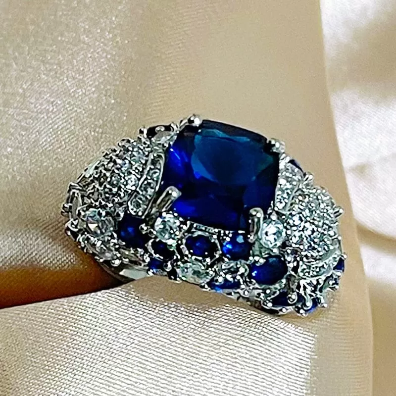 Oval Blue Sapphire 925 Sterling Silver Ring