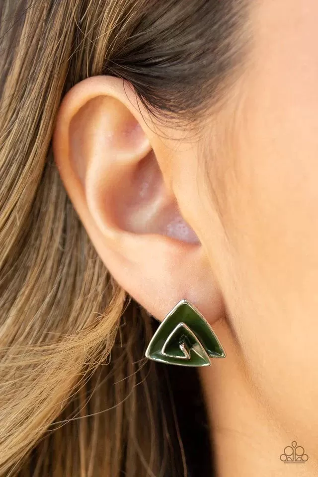 PAPARAZZI ON BLAST GREEN POST EARRINGS