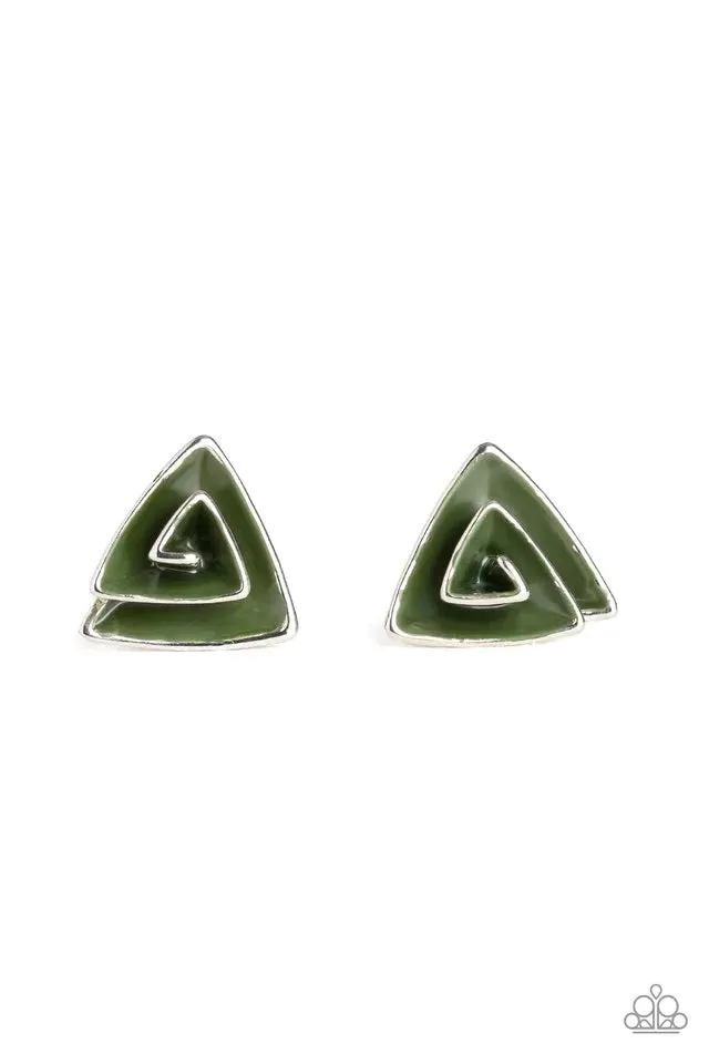 PAPARAZZI ON BLAST GREEN POST EARRINGS