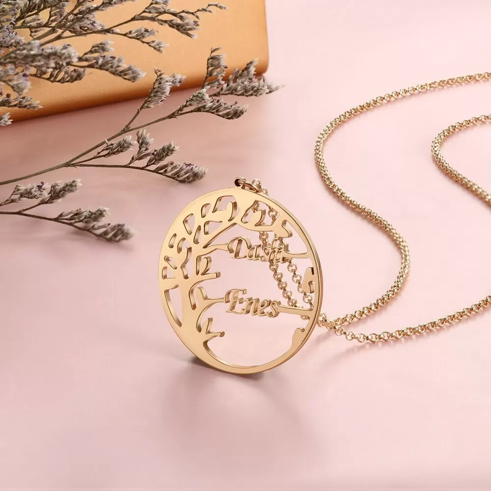 Personalized Tree of Life Necklace 2 Names