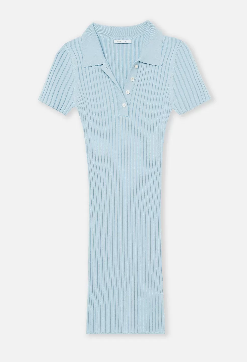 Piper Silk Cotton Rib Polo Dress / Sky