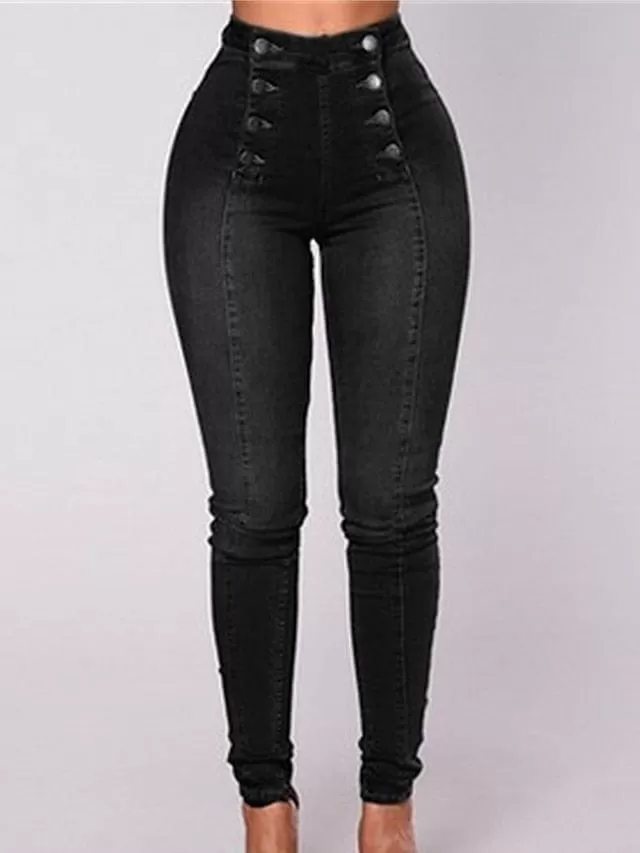 Plus Size High Waist Cotton Leggings Jeans for Women