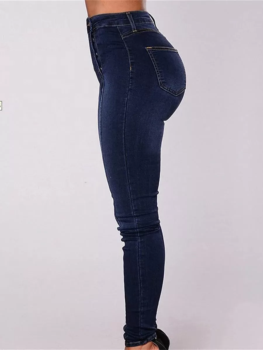 Plus Size High Waist Cotton Leggings Jeans for Women