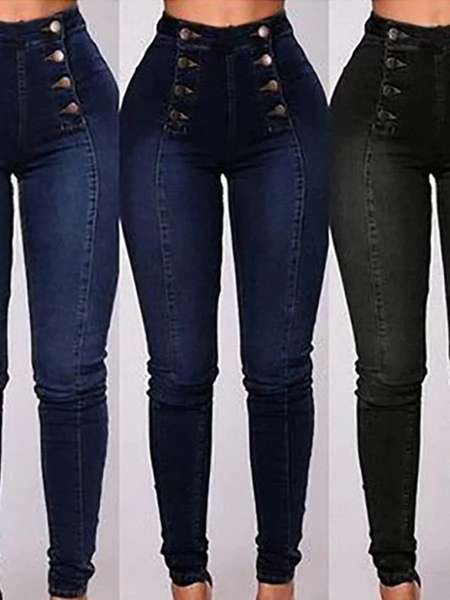 Plus Size High Waist Cotton Leggings Jeans for Women