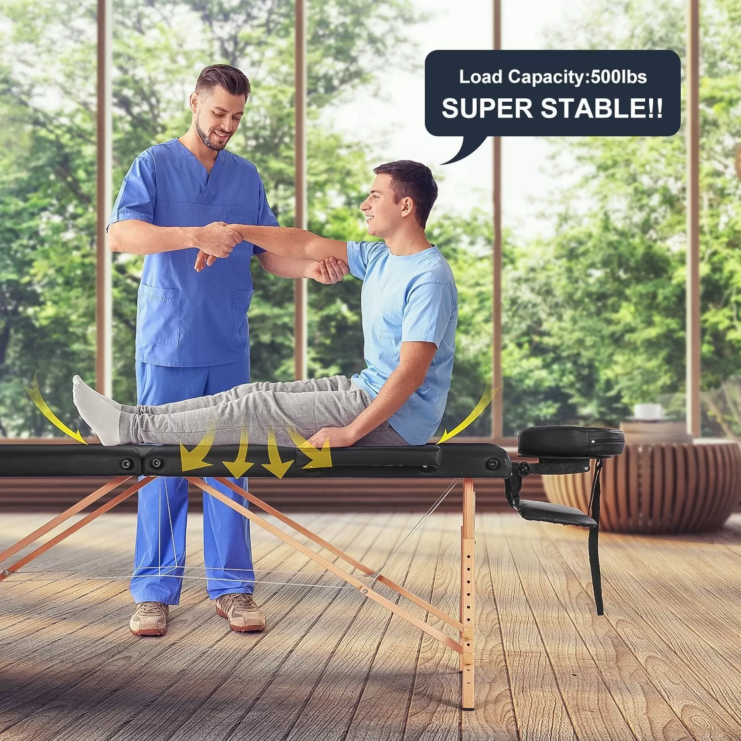 Portable Massage Table with 2 Fold Wooden