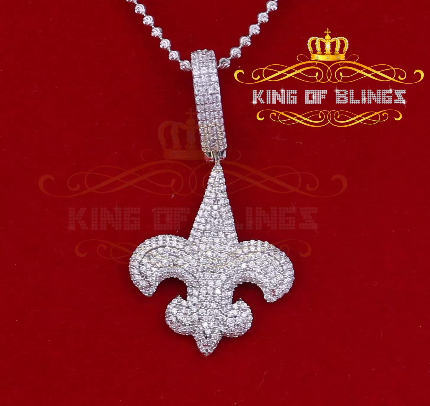 Promise Sterling Silver Fleur de Lis White Pendant with 7.04ct Cubic Zirconia