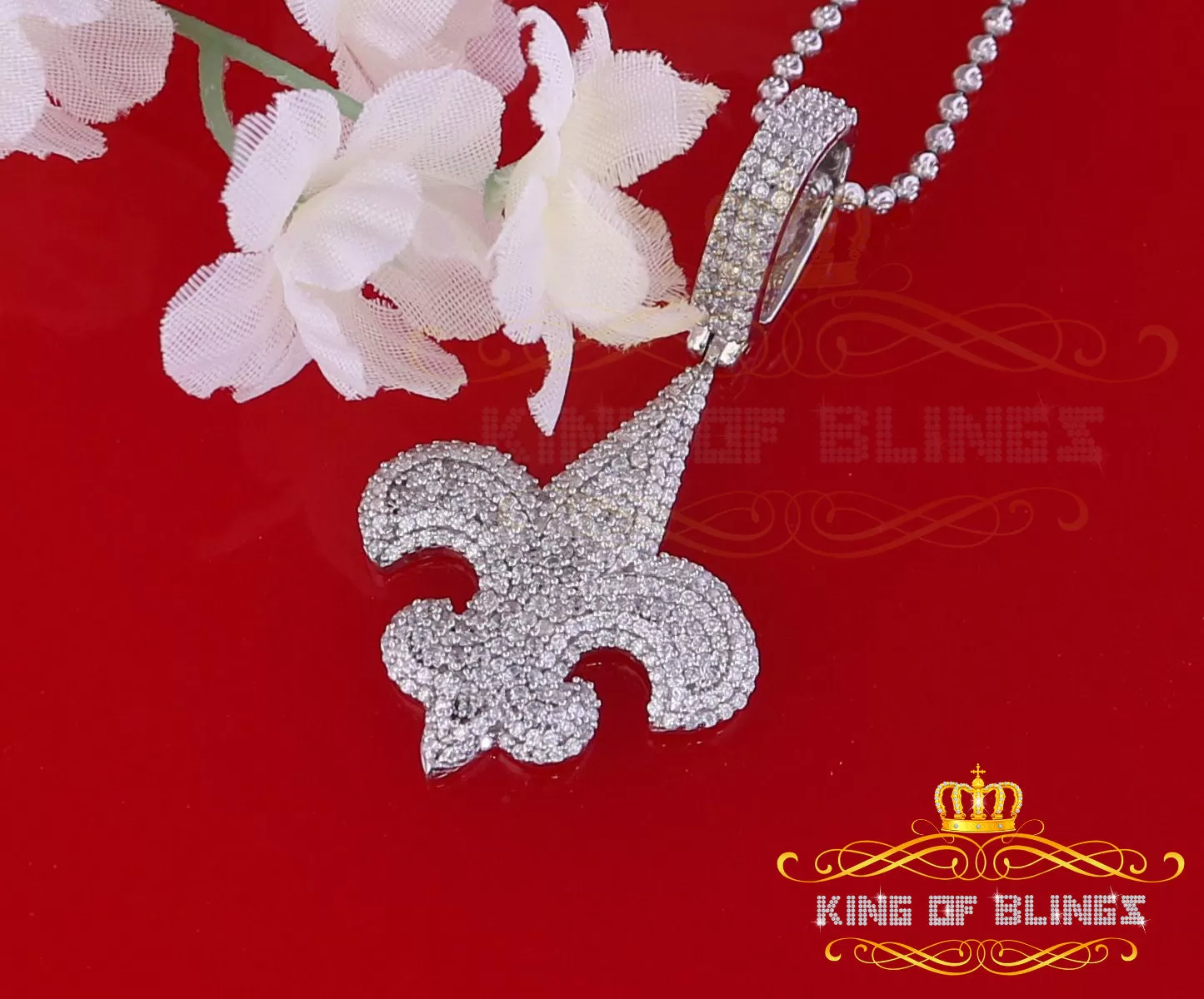 Promise Sterling Silver Fleur de Lis White Pendant with 7.04ct Cubic Zirconia