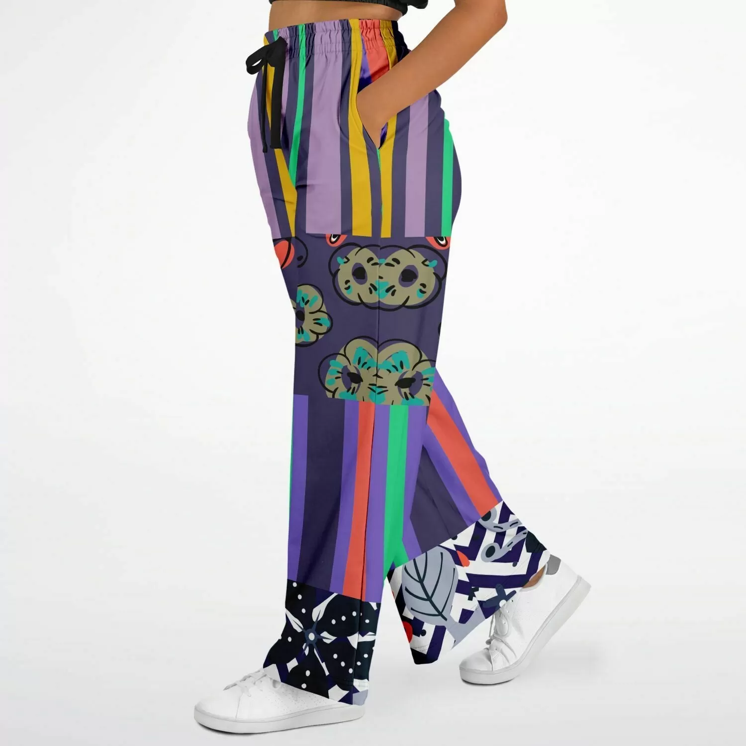 Purple Flurry Eco-Poly Stretchy Phat Bellbottoms