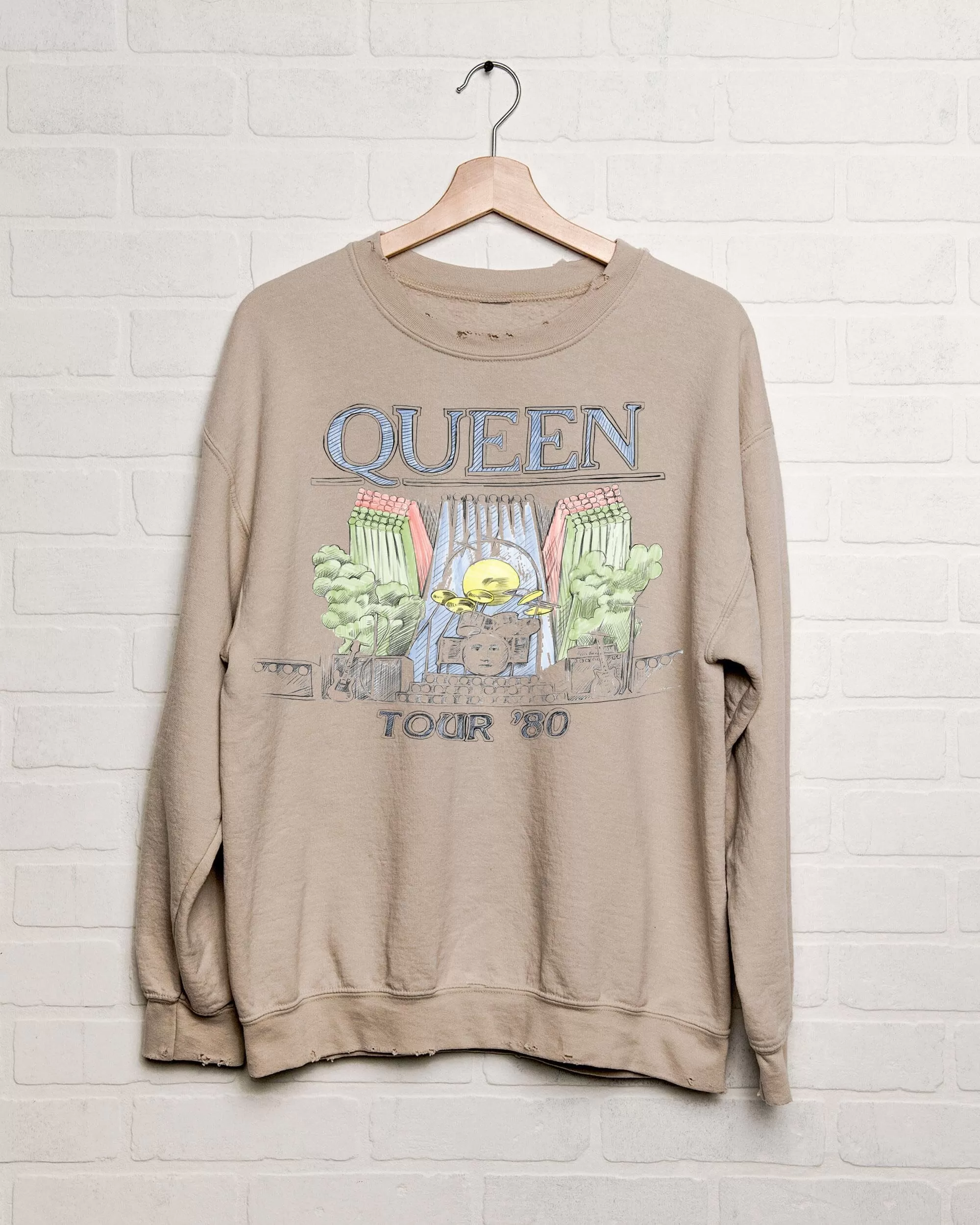 Queen 1980 Tour Sand Thrifted Sweatshirt