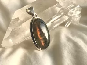 Rare Purple / Pink Labradorite Brea Pendant - Long Oval