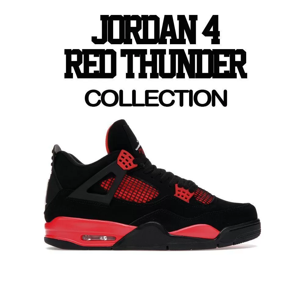 Retro 4 Red Thunder Shirt - ST Logo - Black