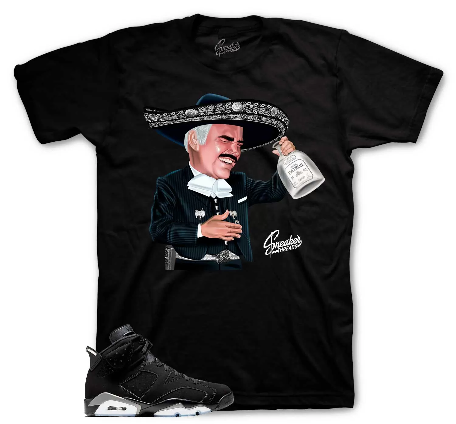 Retro 6 Metallic Silver Shirt - Chente Mood - Black