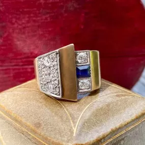 Retro Sapphire & Diamond Ring