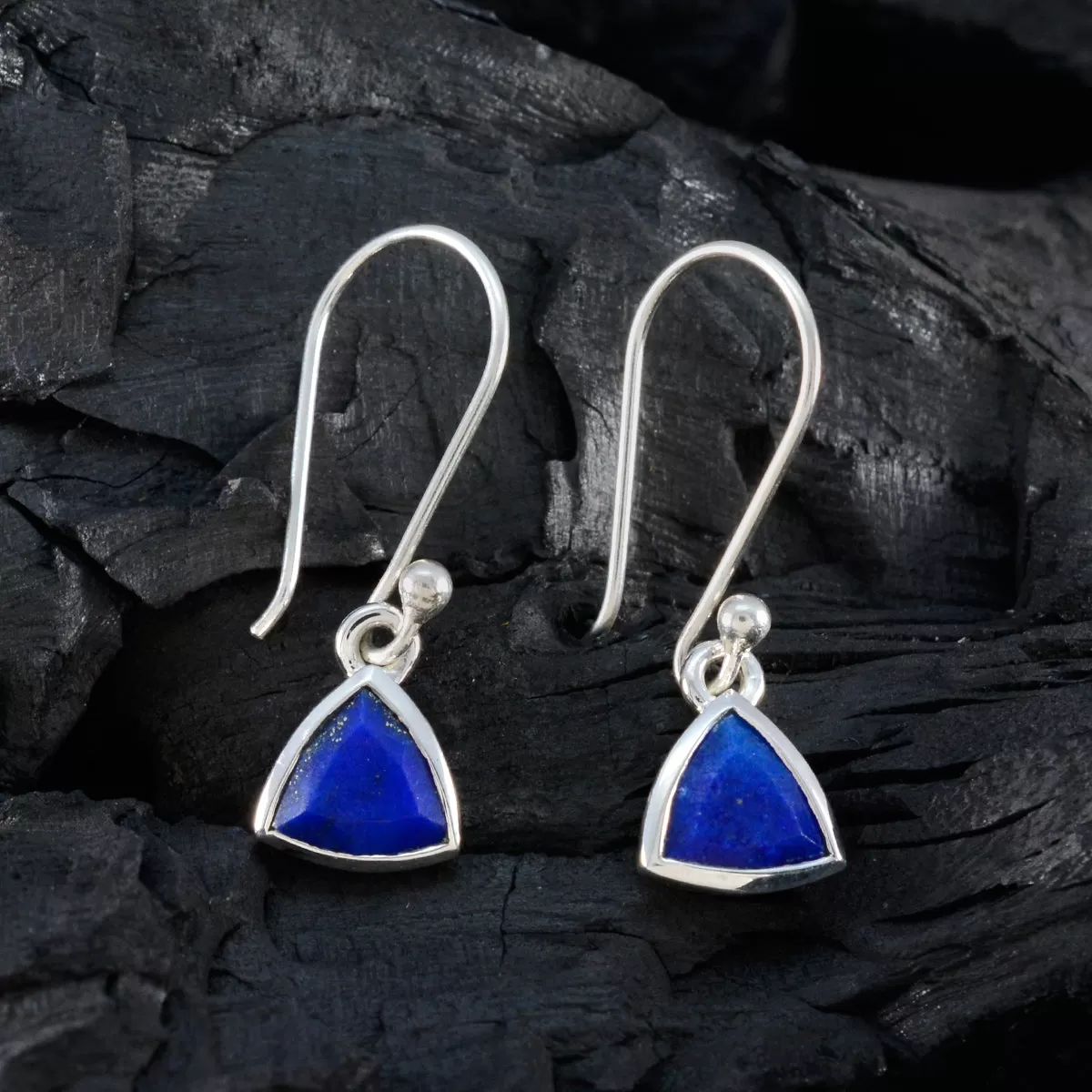 Riyo Engaging 925 Sterling Silver Earring For Femme Lapis Lazuli Earring Bezel Setting Blue Earring Dangle Earring