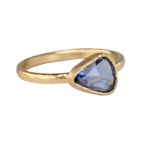 Rosecut Triangular Blue Sapphire Ring