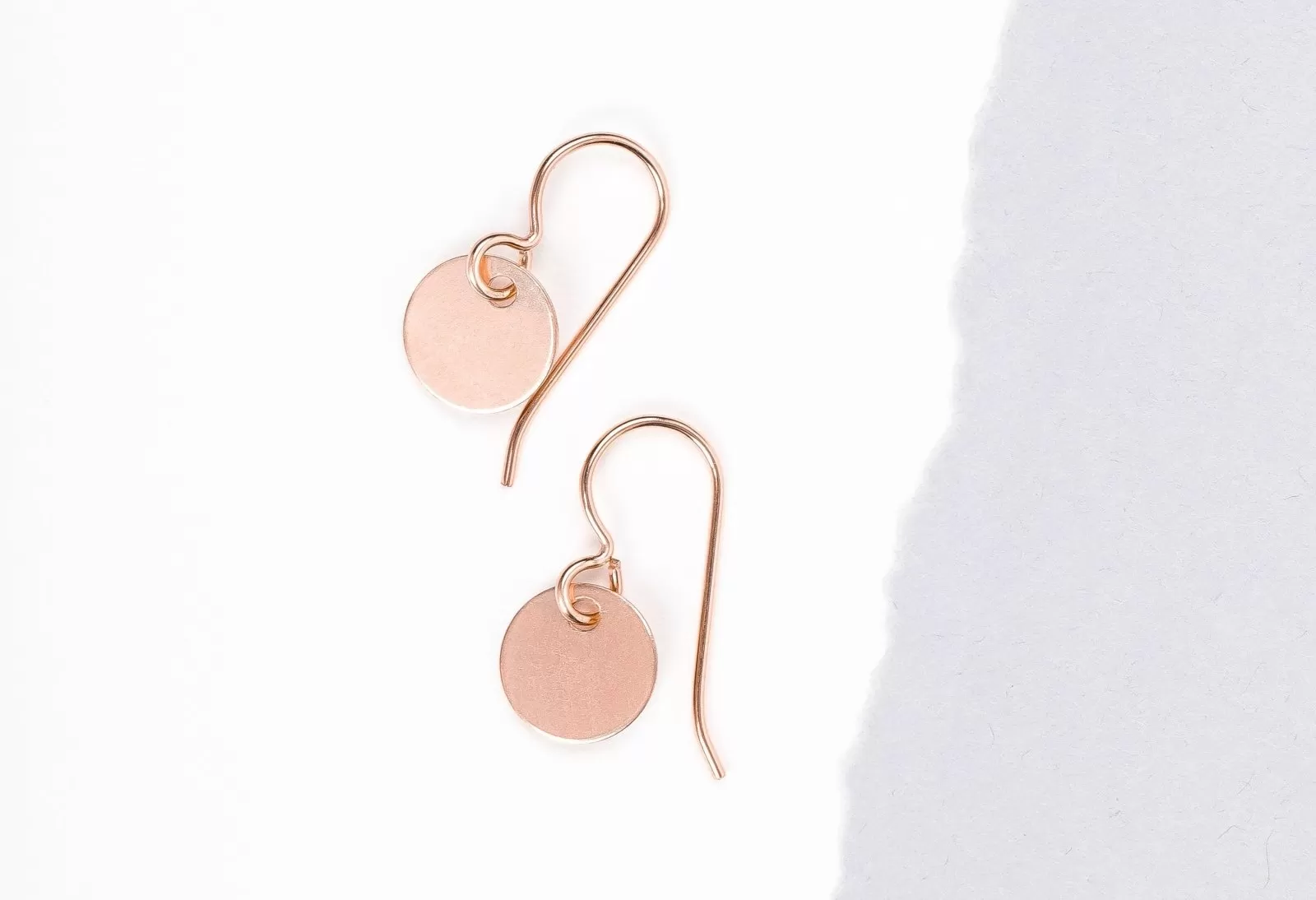 Round Circle Disc Dangle Earrings | Rose Gold