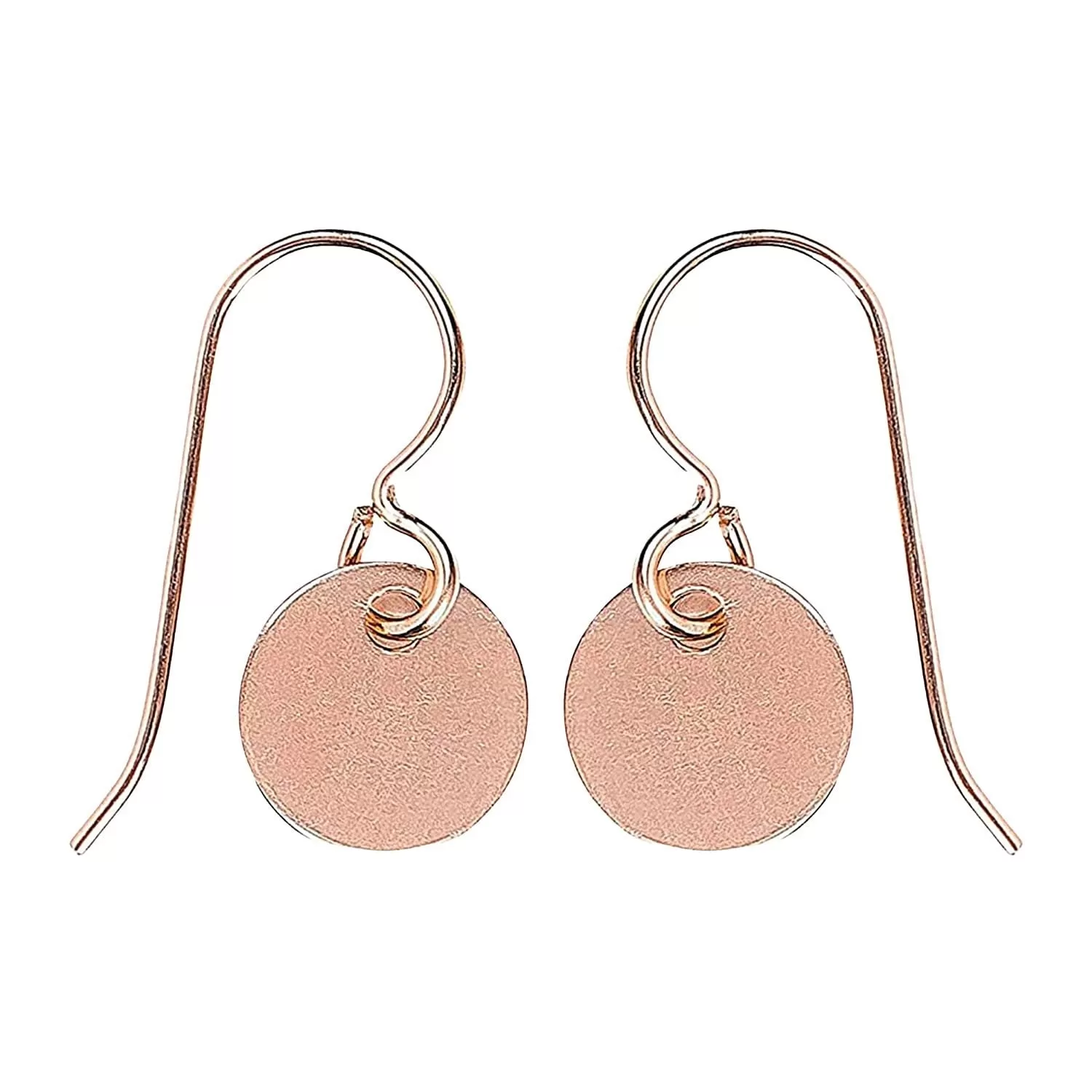 Round Circle Disc Dangle Earrings | Rose Gold