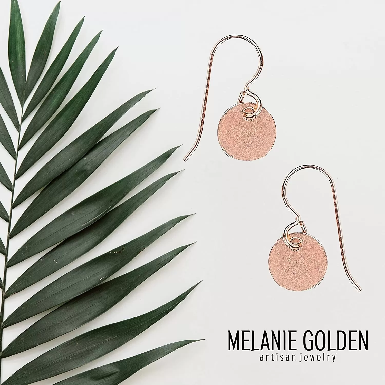 Round Circle Disc Dangle Earrings | Rose Gold