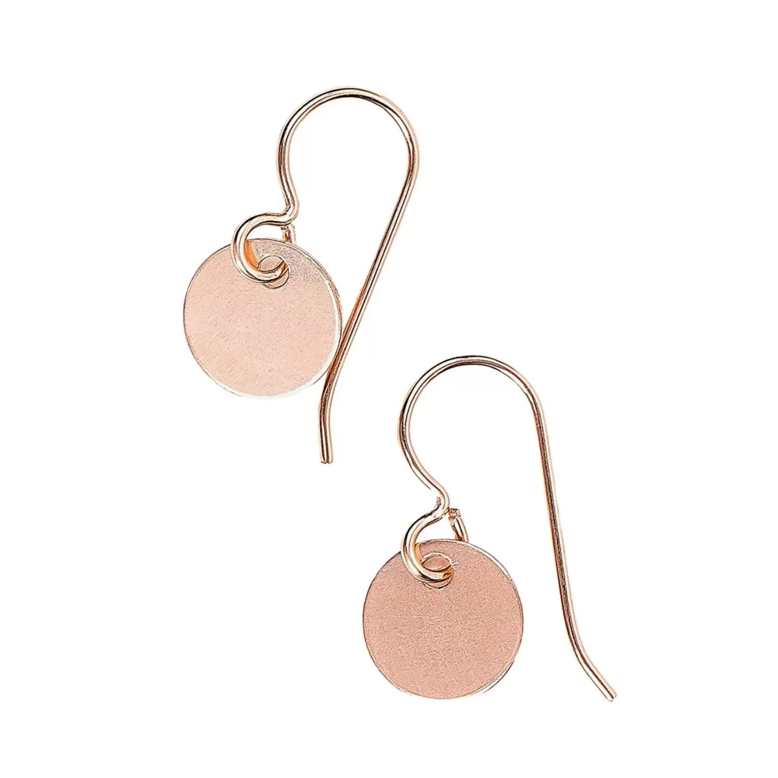 Round Circle Disc Dangle Earrings | Rose Gold