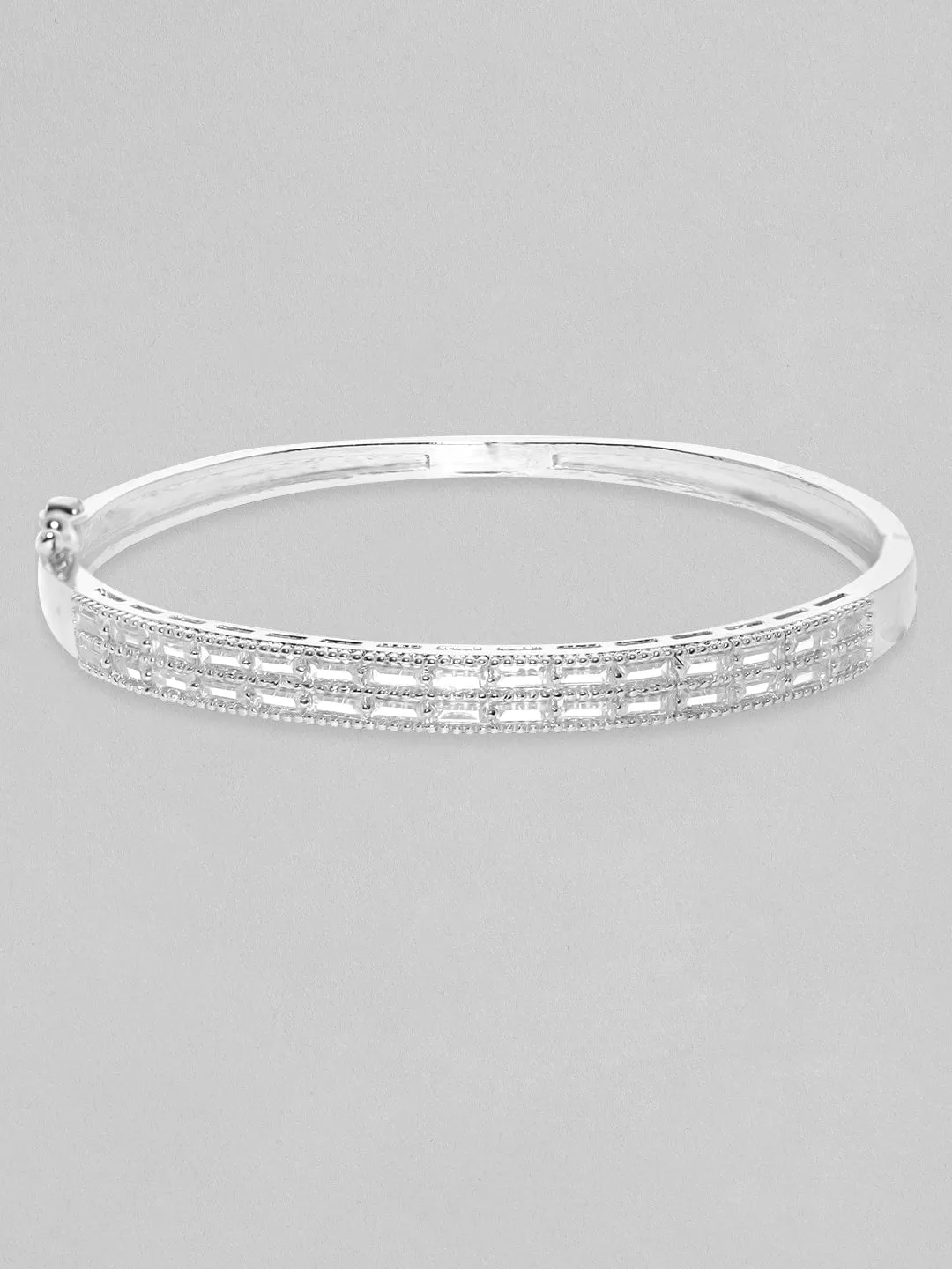 Rubans Rhodium plated Zirconia Studded Classy Bracelet