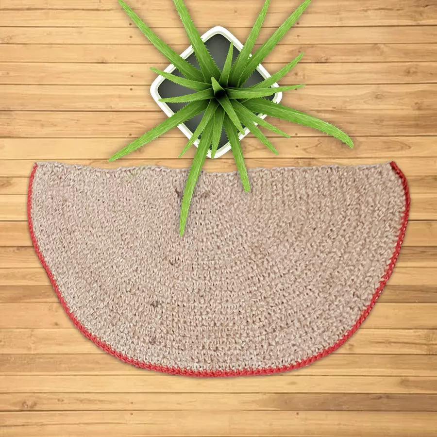 Rustic Style Semi-Circle Crochet Jute Rug