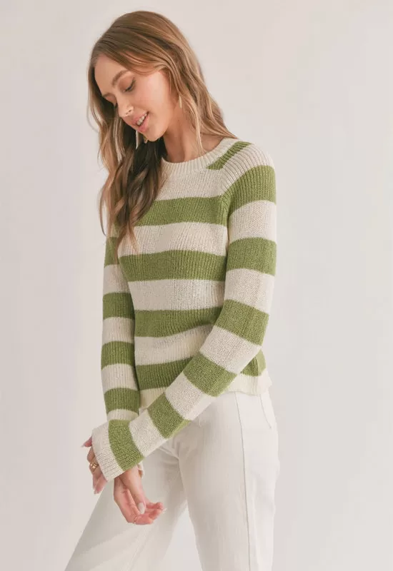 Sadie & Sage - Clem Striped Sweater Ivory Green