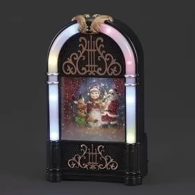 Santa's Jukebox Jam Snow Globe - Retro Musical Magic with USB and Battery Power